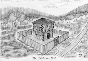 Drawing of Typical Small Colonial Fort-Early American Households
