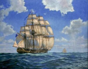 Eighteenth Century Royal Navy Frigate Under Full Sail-The Redcoats are Coming